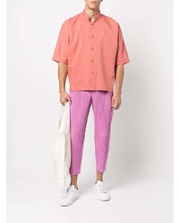 Homme Plissé Issey Miyake Cotton Linen Short Sleeve Shirt