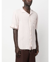By Walid Distressed Short Sleeve Linen Shirt