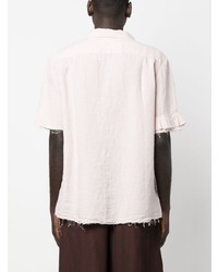 By Walid Distressed Short Sleeve Linen Shirt