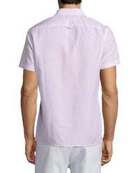Vince Linen Blend Short Sleeve Sport Shirt Pink