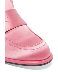 Loewe Satin And Textured Leather Loafers Pink