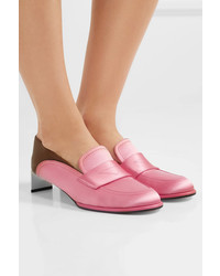Loewe Satin And Textured Leather Loafers Pink