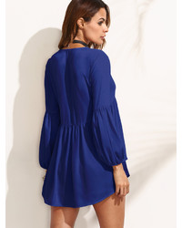 Shein Lantern Sleeve Dip Hem Blouse