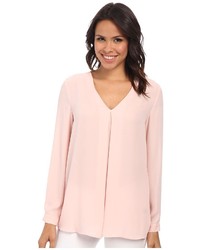 Vince Camuto Long Sleeve V Neck Blouse W Inverted Front Pleat