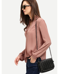 Shein Pink Long Sleeve Loose Blouse