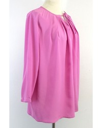 Magaschoni Pink Long Sleeve Silk Blouse