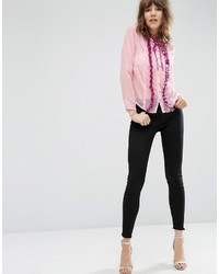 Asos Ruffle Front Blouse With Embellished Collar Tie