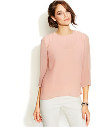 Vince Camuto Sheer Sleeve Pleated Blouse