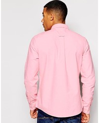 Asos Brand Oxford Shirt In Light Pink With Long Sleeves