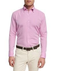 Peter Millar Collection Perfect Pinpoint Sport Shirt Dark Pink