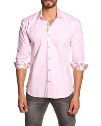 Jared Lang Long Sleeve Contrast Trim Semi Fitted Shirt