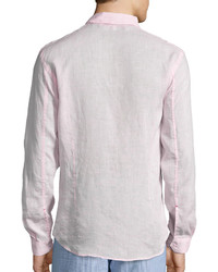 Orlebar Brown Morton Long Sleeve Linen Shirt Pink