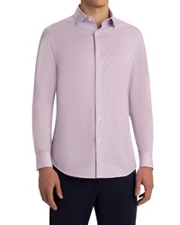 Bugatchi Ooohcotton Tech Dot Print Knit Button Up Shirt In Lilac At Nordstrom
