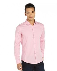 Stone Rose Pink Cotton Woven Button Front Shirt With Floral Trim