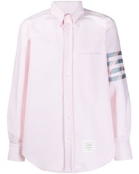 Thom Browne Pink Oxford Straight Fit Long Sleeve Top Applied 4 Bar Shirt