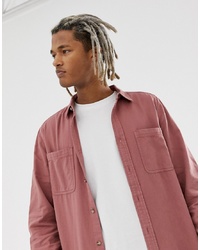 ASOS DESIGN Regular Washed Twill Shirt In Pink