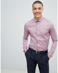 Burton Menswear Skinny Fit Shirt In Dusty Pink