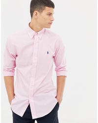 Polo Ralph Lauren Slim Fit Poplin Shirt With Collar In Pink