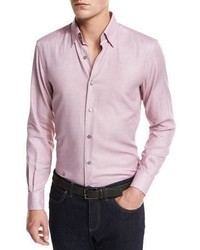 Ermenegildo Zegna Solid Woven Sport Shirt Dark Pink