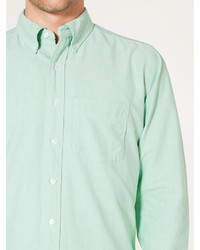 American Apparel Stone Wash Oxford Long Sleeve Button Down With Pocket