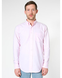American Apparel Stone Wash Oxford Long Sleeve Button Down With Pocket