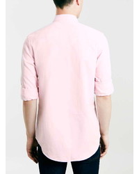 Topman Pale Pink Twill Long Sleeve Casual Shirt
