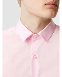 Topman Pink Stretch Long Sleeve Dress Shirt