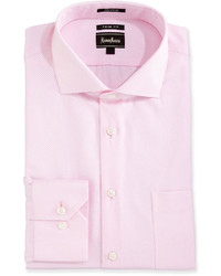 Neiman Marcus Trim Fit Tonal Micro Checked Dress Shirt Pink