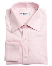 Saint Laurent Yves Pink Oxford Cotton Point Collar Dress Shirt
