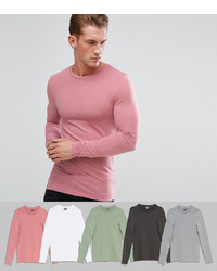 ASOS DESIGN Extreme Muscle Fit Long Sleeve T Shirt 5 Pack Save