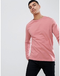 ASOS DESIGN Long Sleeve T Shirt With Crew Neck In Pink