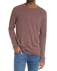 Goodlife Overdyed Tri Blend Long Sleeve Scallop Crew T Shirt In Ash Rose At Nordstrom