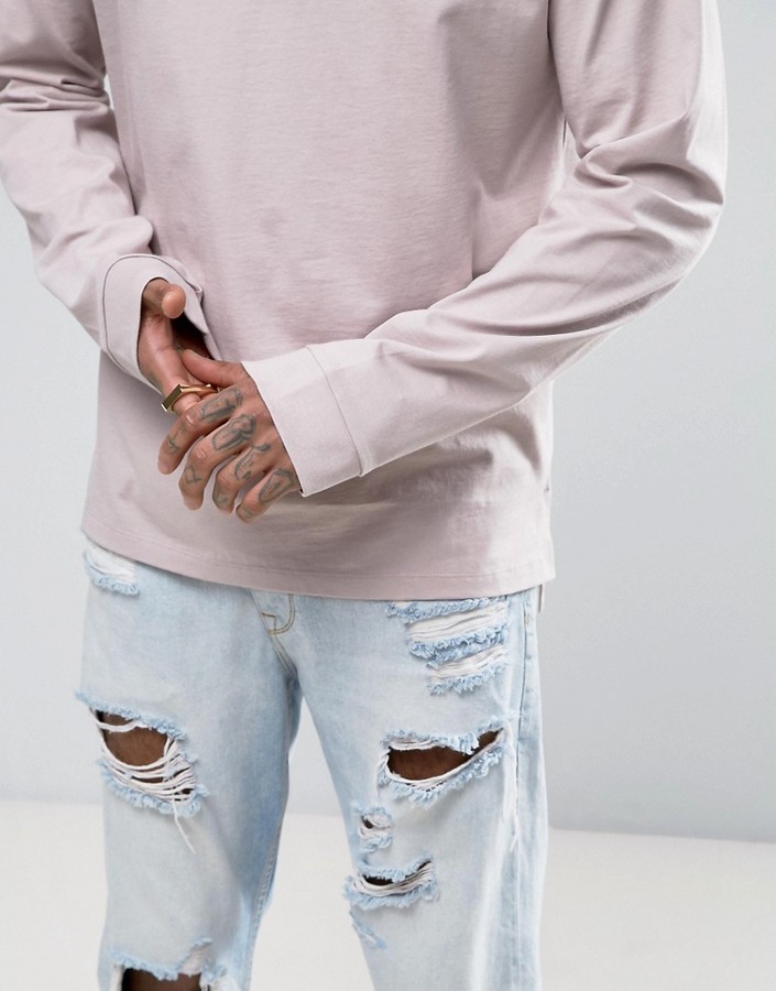 Asos Oversized Long Sleeve T Shirt With Wide Sleeve And Cuff In