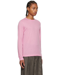 Dries Van Noten Pink Crewneck Long Sleeve T Shirt