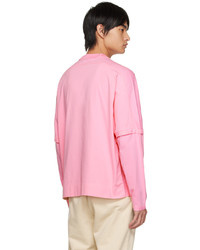 Jacquemus Pink Le Papier Le T Shirt Crema Long Sleeve T Shirt