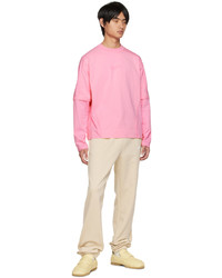 Jacquemus Pink Le Papier Le T Shirt Crema Long Sleeve T Shirt