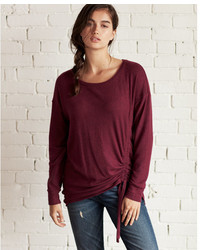 Express Plush Jersey Front Tie Long Sleeve Tee