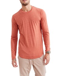 Goodlife Tri Blend Long Sleeve Scallop Crew T Shirt In Clay At Nordstrom