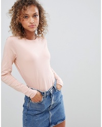 ASOS DESIGN Ultimate Top With Long Sleeve And Crew Neck In Pink