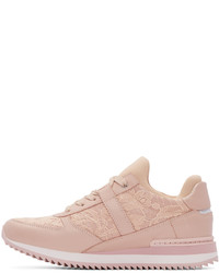 Dolce & Gabbana Pink Lace Leather Low Top Sneakers