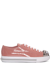Miu Miu Pink Patent Crystal Sneakers