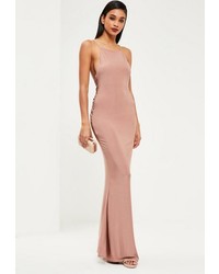 Missguided Pink Slinky Ruched Bum Maxi Dress