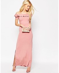 Asos Off Shoulder Maxi Dress With Ruffle