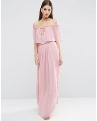 Asos Ruffle And Tiered Off Shoulder Maxi Dress