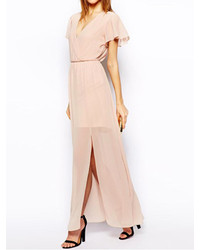 Choies Wrap Front Maxi Dress With Cut Out Waist Back