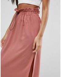 Asos Maxi Skirt With Toggles And Paperbag Waist