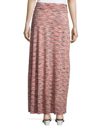 Joan Vass Space Dyed Ruched Maxi Skirt Coralcombo