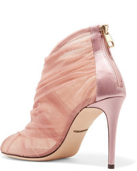 Dolce & Gabbana Keira Mesh And Tulle Ankle Boots Pastel Pink