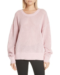 Pink Mesh Crew-neck Sweater
