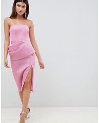ASOS DESIGN Premium Structured Bonded Mesh Folded Pencil Dress